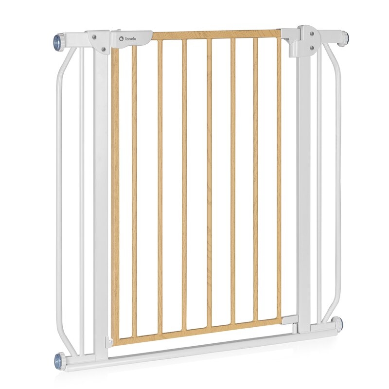 Lionelo - Poarta de siguranta prin presiune Truus Slim, 105 cm, Conform cu standardul europeane de securitate EN1930, Gri/Natur