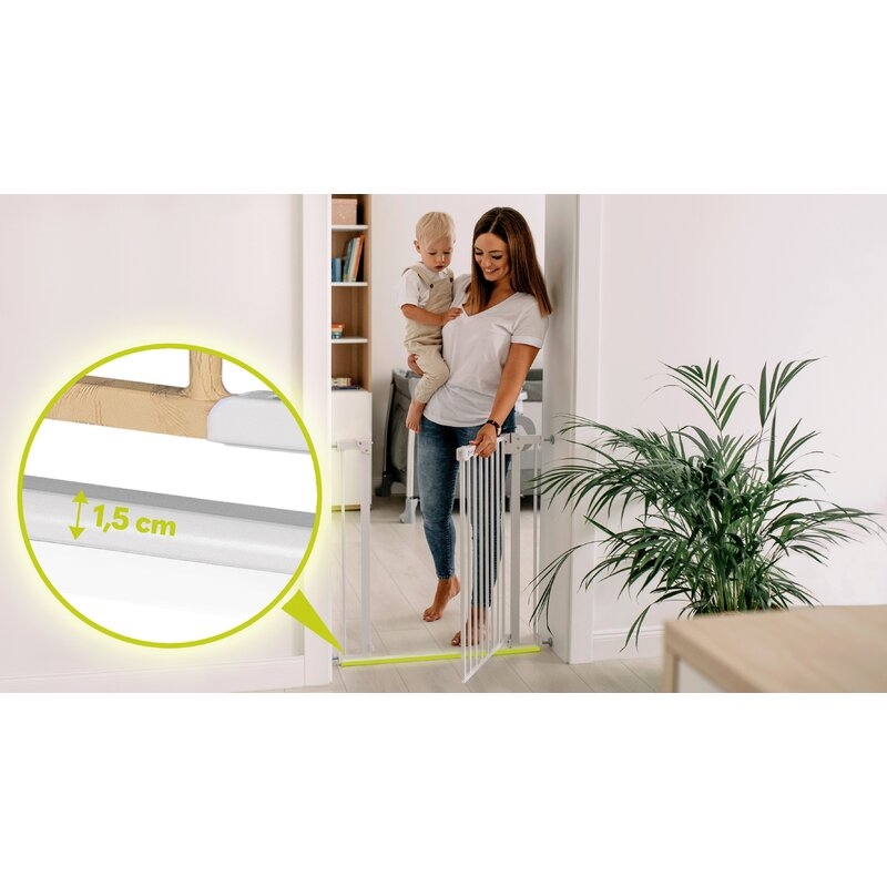 Lionelo - Poarta de siguranta prin presiune Truus Slim, 105 cm, Conform cu standardul europeane de securitate EN1930, Gri/Natur