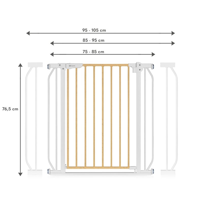 Lionelo - Poarta de siguranta prin presiune Truus Slim, 105 cm, Conform cu standardul europeane de securitate EN1930, Gri/Natur