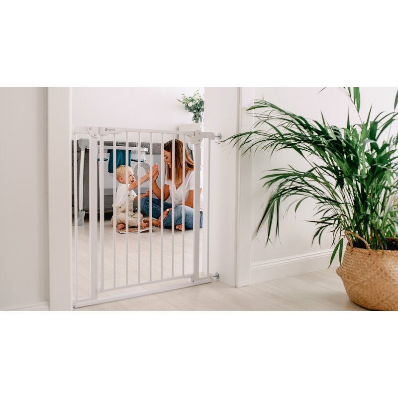 Lionelo - Poarta de siguranta prin presiune Truus Slim, 105 cm, Conform cu standardul europeane de securitate EN1930, Gri/Natur