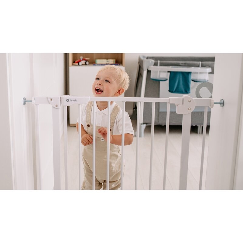 Lionelo - Poarta de siguranta prin presiune Truus Slim, 105 cm, Conform cu standardul europeane de securitate EN1930, Gri/Natur