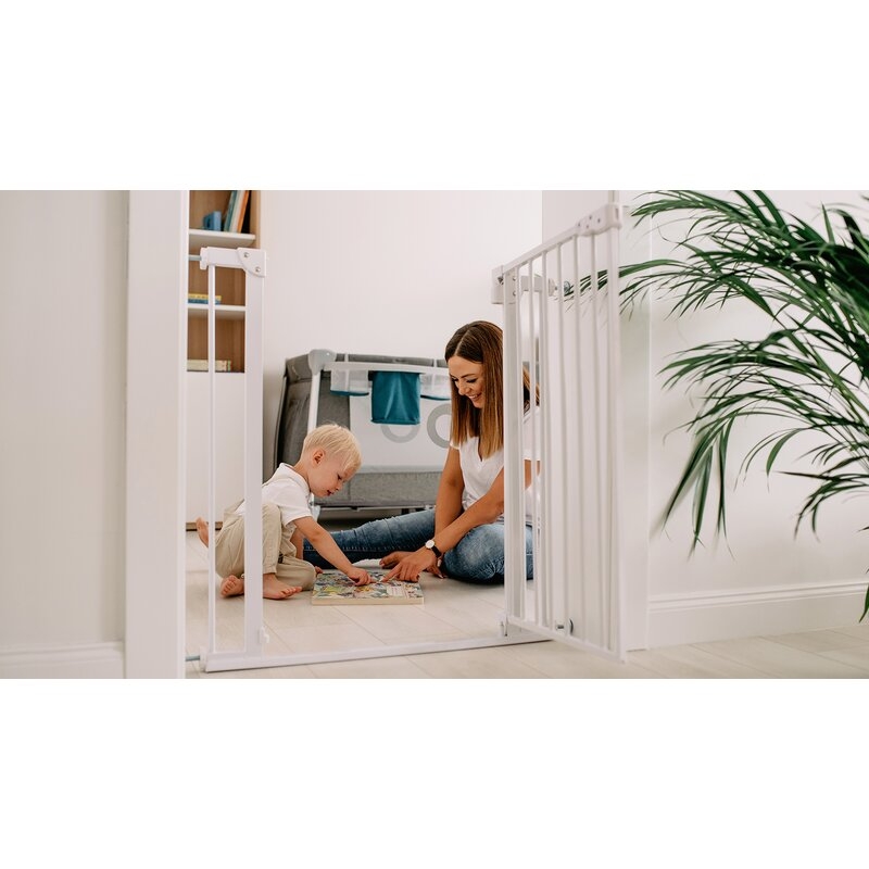 Lionelo - Poarta de siguranta prin presiune Truus Slim, 105 cm, Conform cu standardul europeane de securitate EN1930, Gri/Natur