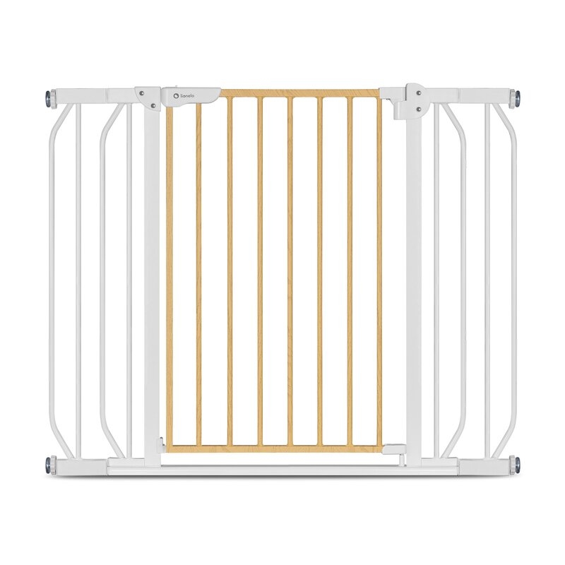 Lionelo - Poarta de siguranta prin presiune Truus Slim, 105 cm, Conform cu standardul europeane de securitate EN1930, Gri/Natur