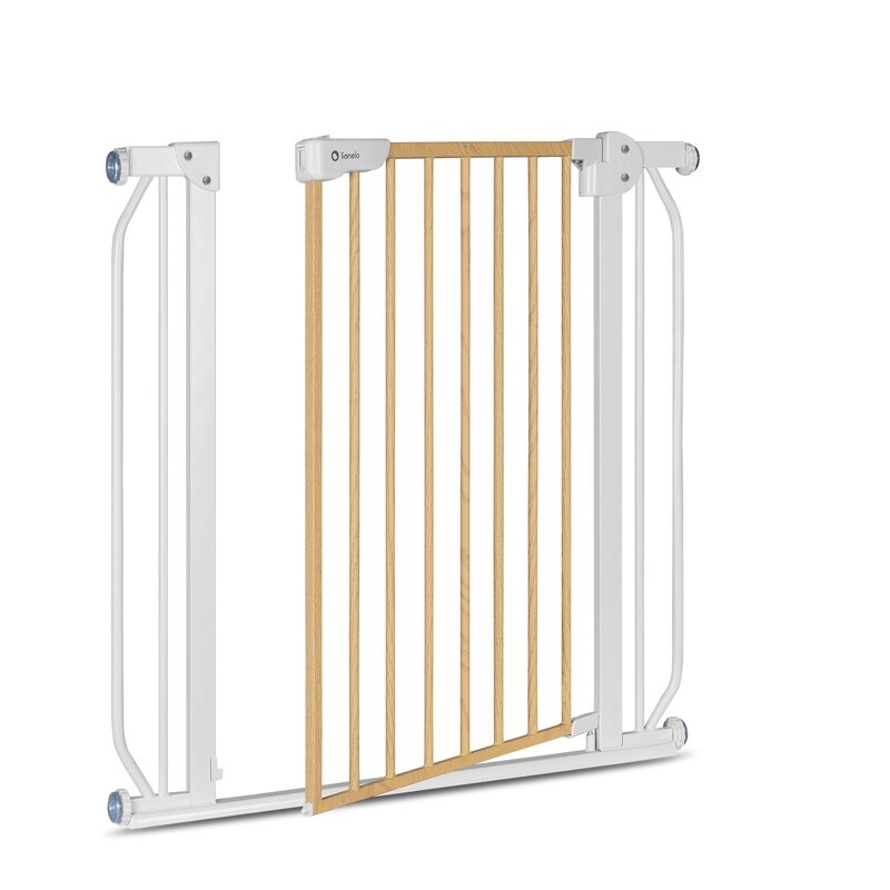 Lionelo - Poarta de siguranta prin presiune Truus Slim, 105 cm, Conform cu standardul europeane de securitate EN1930, Gri/Natur