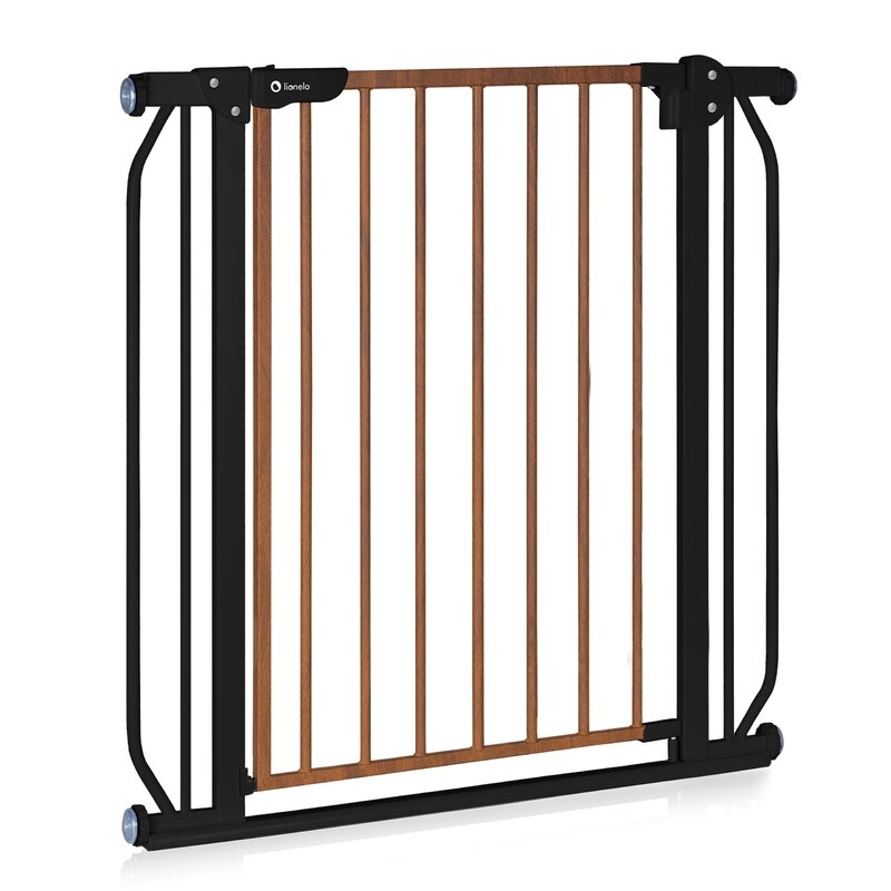 Lionelo - Poarta de siguranta prin presiune Truus Slim, 105 cm, Conform cu standardul europeane de securitate EN1930, Negru/Natur