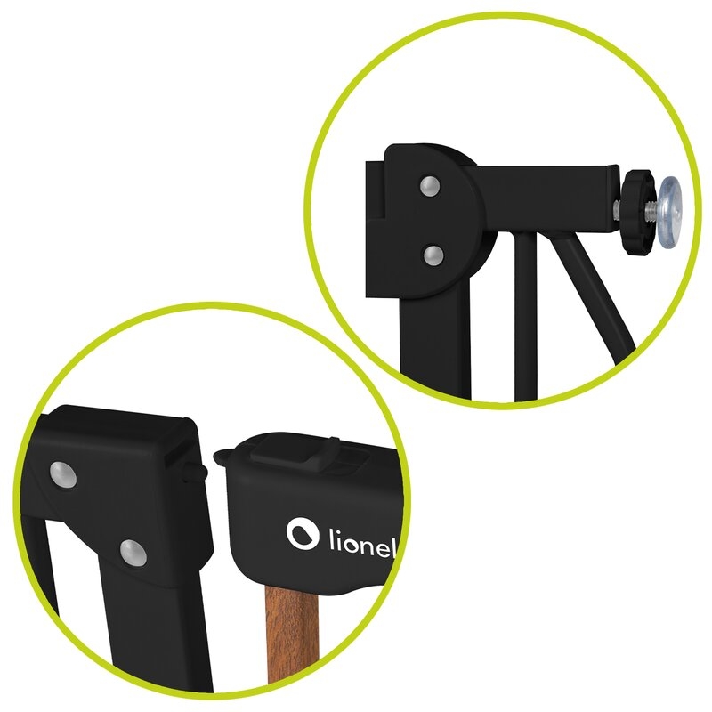 Lionelo - Poarta de siguranta prin presiune Truus Slim, 105 cm, Conform cu standardul europeane de securitate EN1930, Negru/Natur
