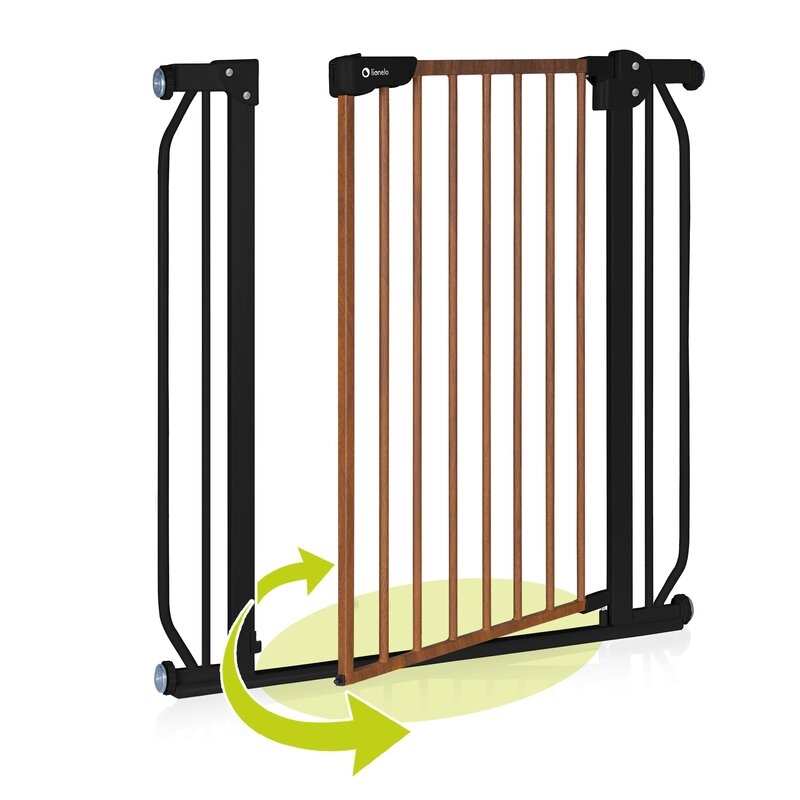 Lionelo - Poarta de siguranta prin presiune Truus Slim, 105 cm, Conform cu standardul europeane de securitate EN1930, Negru/Natur