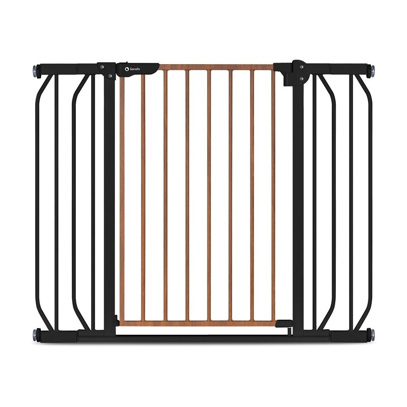 Lionelo - Poarta de siguranta prin presiune Truus Slim, 105 cm, Conform cu standardul europeane de securitate EN1930, Negru/Natur
