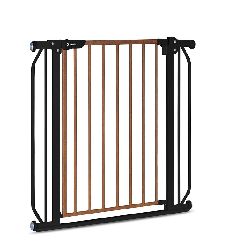 Lionelo - Poarta de siguranta prin presiune Truus Slim, 105 cm, Conform cu standardul europeane de securitate EN1930, Negru/Natur