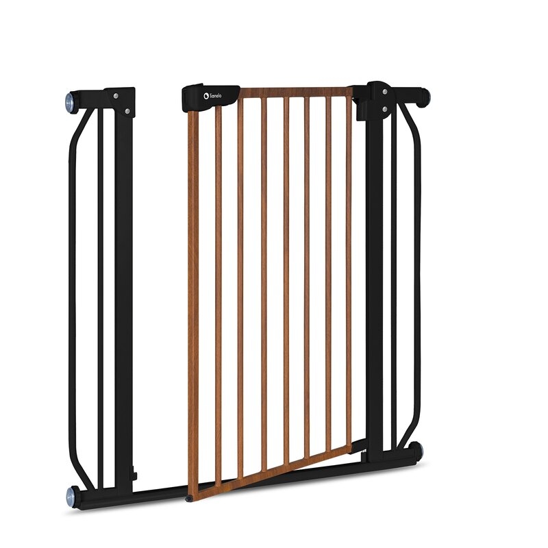 Lionelo - Poarta de siguranta prin presiune Truus Slim, 105 cm, Conform cu standardul europeane de securitate EN1930, Negru/Natur