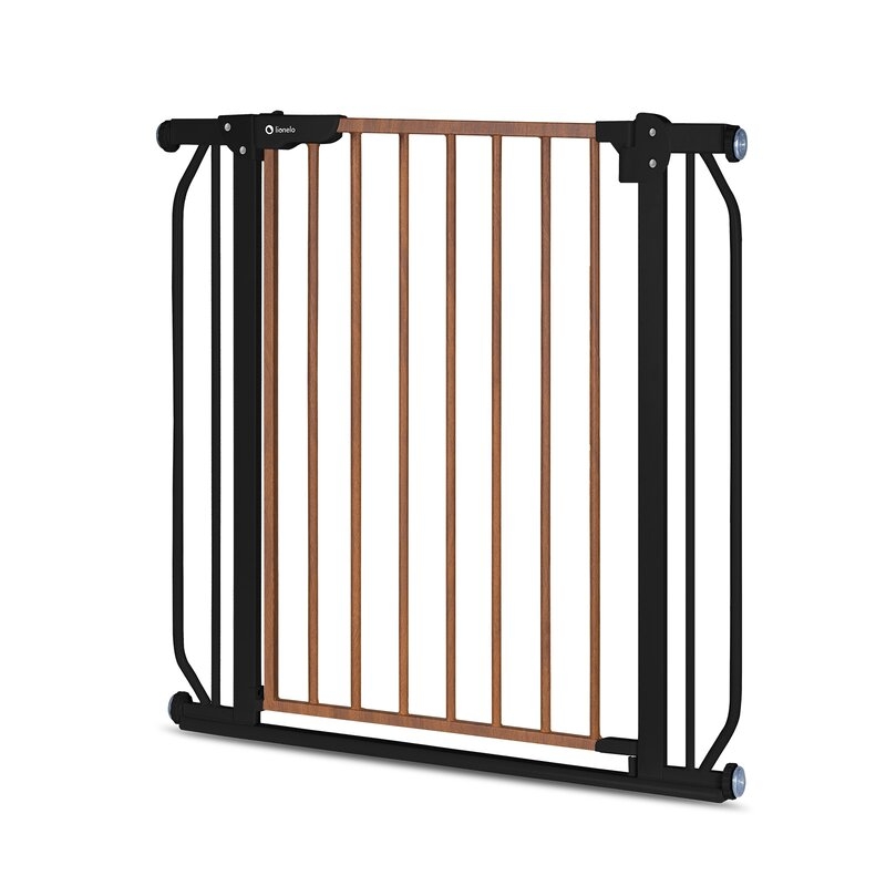 Lionelo - Poarta de siguranta prin presiune Truus Slim, 105 cm, Conform cu standardul europeane de securitate EN1930, Negru/Natur