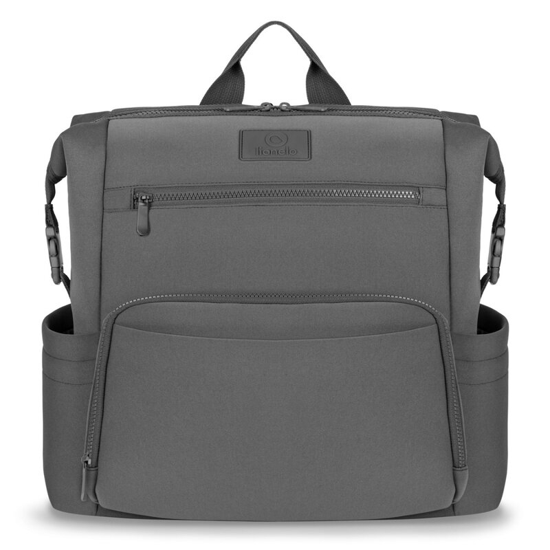 Lionelo - Rucsac pentru mamici, Cu 12 compartimente si salteluta de schimbat, Cu prindere universala de carucior, Impermeabila, 36 x 36 x 23 cm, Gri