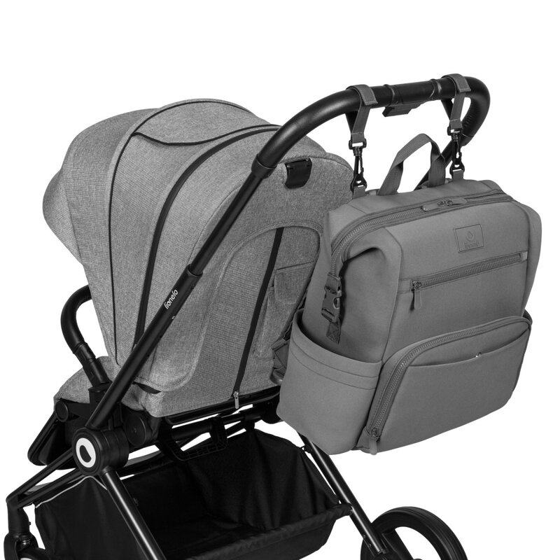 Lionelo - Rucsac pentru mamici, Cu 12 compartimente si salteluta de schimbat, Cu prindere universala de carucior, Impermeabila, 36 x 36 x 23 cm, Gri