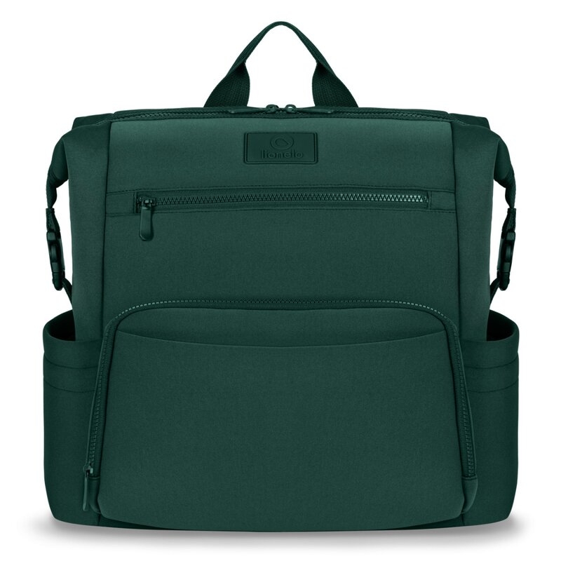 Lionelo - Rucsac pentru mamici, Cu 12 compartimente si salteluta de schimbat, Cu prindere universala de carucior, Impermeabila, 36 x 36 x 23 cm, Verde