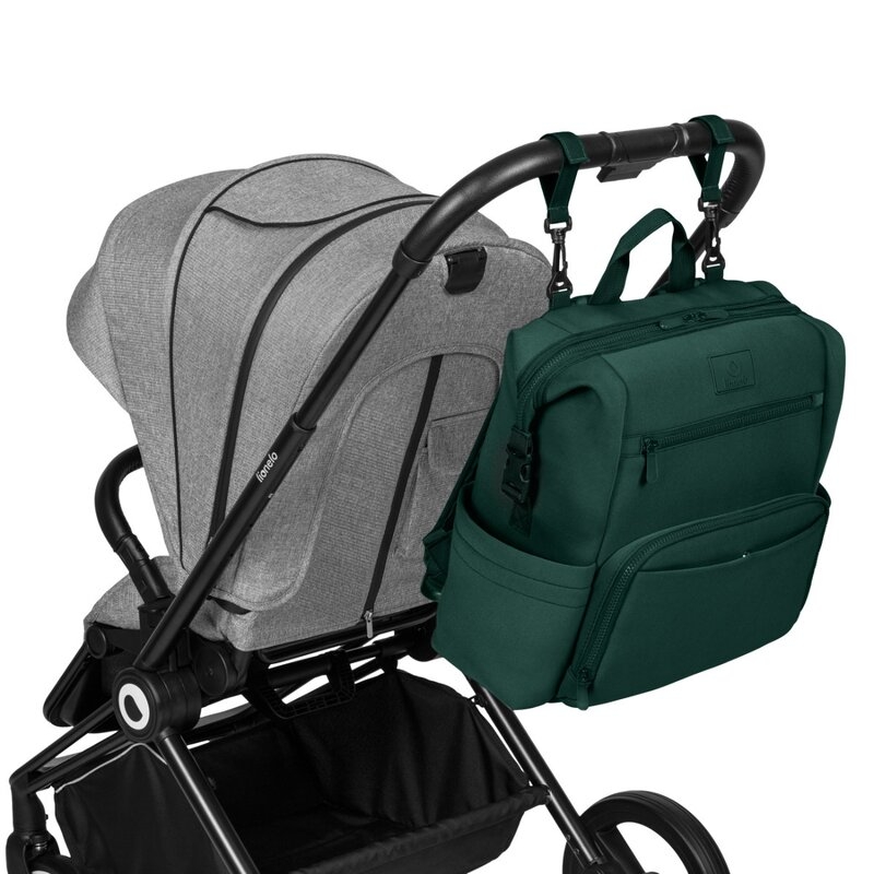 Lionelo - Rucsac pentru mamici, Cu 12 compartimente si salteluta de schimbat, Cu prindere universala de carucior, Impermeabila, 36 x 36 x 23 cm, Verde