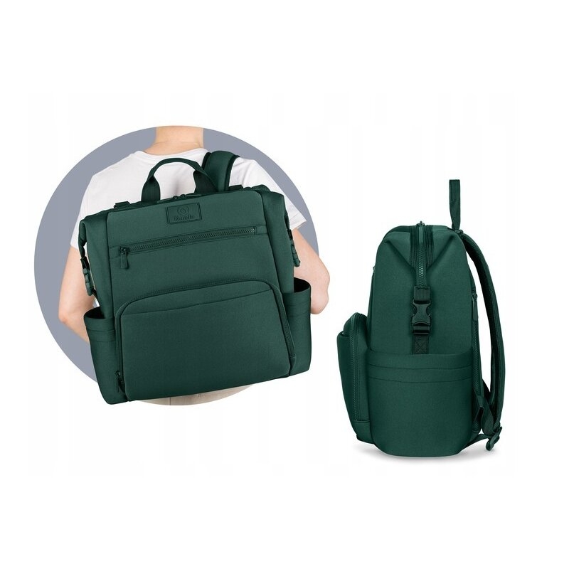 Lionelo - Rucsac pentru mamici, Cu 12 compartimente si salteluta de schimbat, Cu prindere universala de carucior, Impermeabila, 36 x 36 x 23 cm, Verde