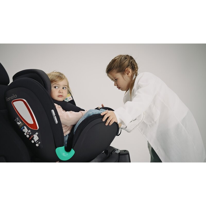 Lionelo - Scaun auto Antoon Plus, Pozitie de somn, Protectie laterala, Rotire 360 grade, 0-18 kg, Cu Isofix si picior de sustinere, Negru