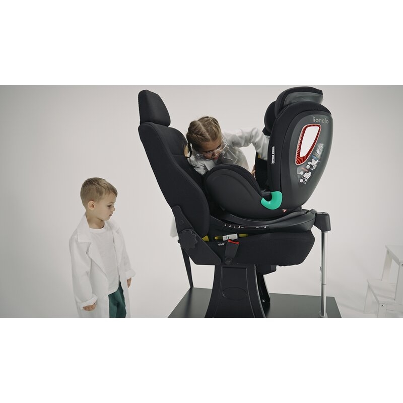 Lionelo - Scaun auto Antoon Plus, Pozitie de somn, Protectie laterala, Rotire 360 grade, 0-18 kg, Cu Isofix si picior de sustinere, Negru