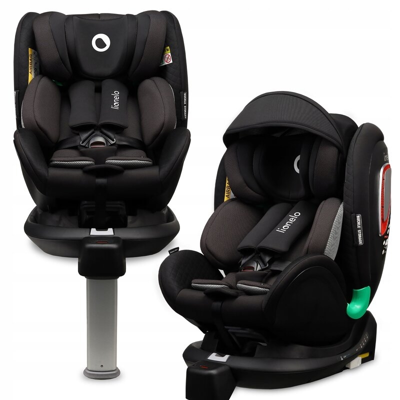 Lionelo - Scaun auto Antoon Plus, Pozitie de somn, Protectie laterala, Rotire 360 grade, 0-18 kg, Cu Isofix si picior de sustinere, Negru