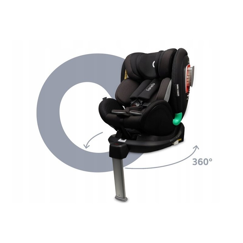 Lionelo - Scaun auto Antoon Plus, Pozitie de somn, Protectie laterala, Rotire 360 grade, 0-18 kg, Cu Isofix si picior de sustinere, Negru