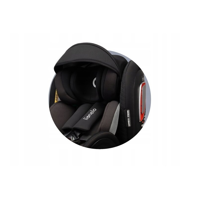 Lionelo - Scaun auto Antoon Plus, Pozitie de somn, Protectie laterala, Rotire 360 grade, 0-18 kg, Cu Isofix si picior de sustinere, Negru