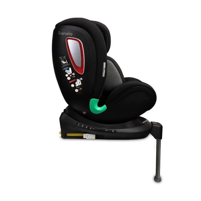 Lionelo - Scaun auto Antoon Plus, Pozitie de somn, Protectie laterala, Rotire 360 grade, 0-18 kg, Cu Isofix si picior de sustinere, Negru