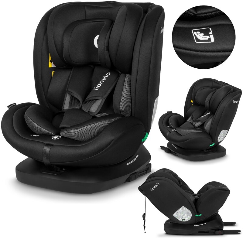 Lionelo - Scaun auto Bastiaan i-Size, 4 in 1, Protectie laterala, Cu spatar inclinabil in 4 pozitii, Cu tetiera reglabila in 7 pozitii, Rotire 360 grade, Top Tether, 0-36 Kg, 40-150 cm, Cu Isofix, Conform cu standardul european de securitate ECE R129/03,