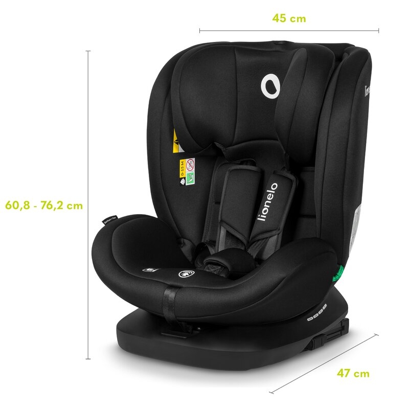 Lionelo - Scaun auto Bastiaan i-Size, 4 in 1, Protectie laterala, Cu spatar inclinabil in 4 pozitii, Cu tetiera reglabila in 7 pozitii, Rotire 360 grade, Top Tether, 0-36 Kg, 40-150 cm, Cu Isofix, Conform cu standardul european de securitate ECE R129/03,