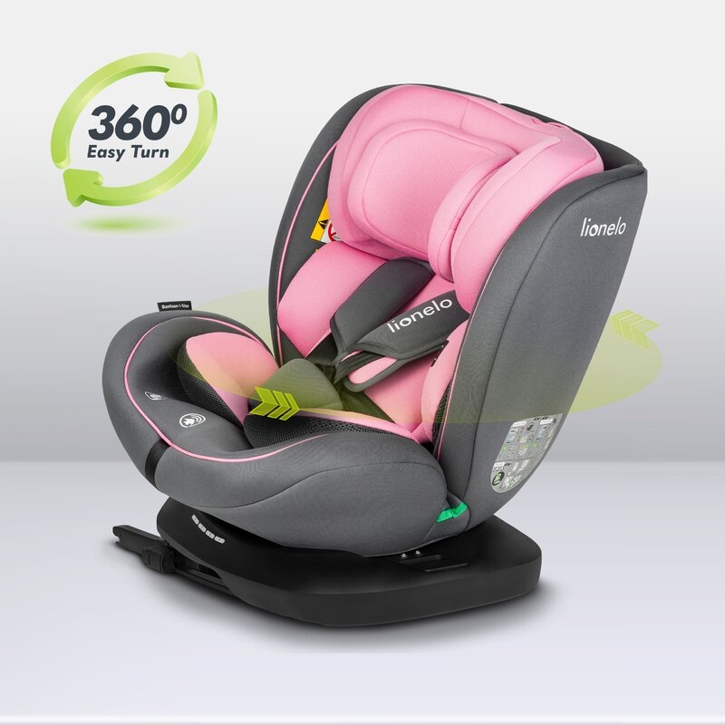 Lionelo - Scaun auto Bastiaan i-Size, 4 in 1, Protectie laterala, Cu spatar inclinabil in 4 pozitii, Cu tetiera reglabila in 7 pozitii, Rotire 360 grade, Top Tether, 0-36 Kg, 40-150 cm, Cu Isofix, Conform cu standardul european de securitate ECE R129/03,