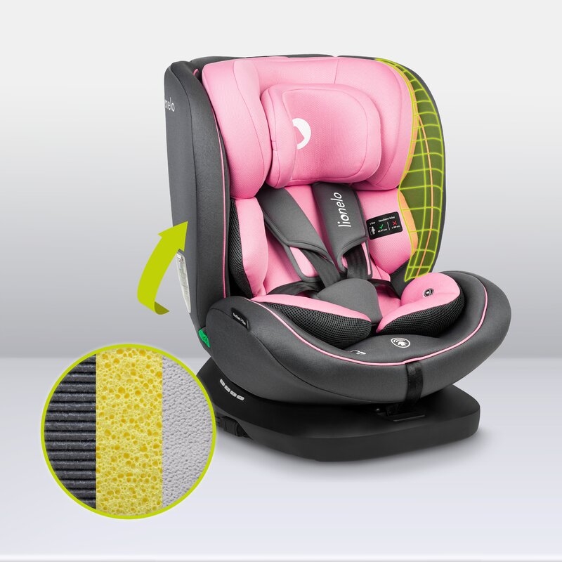 Lionelo - Scaun auto Bastiaan i-Size, 4 in 1, Protectie laterala, Cu spatar inclinabil in 4 pozitii, Cu tetiera reglabila in 7 pozitii, Rotire 360 grade, Top Tether, 0-36 Kg, 40-150 cm, Cu Isofix, Conform cu standardul european de securitate ECE R129/03,