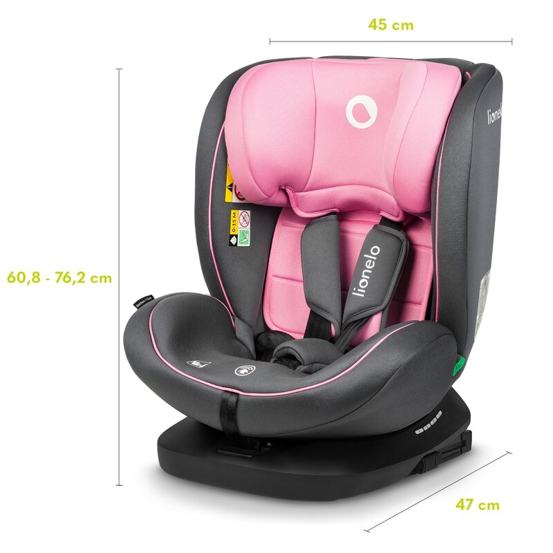 Lionelo - Scaun auto Bastiaan i-Size, 4 in 1, Protectie laterala, Cu spatar inclinabil in 4 pozitii, Cu tetiera reglabila in 7 pozitii, Rotire 360 grade, Top Tether, 0-36 Kg, 40-150 cm, Cu Isofix, Conform cu standardul european de securitate ECE R129/03,