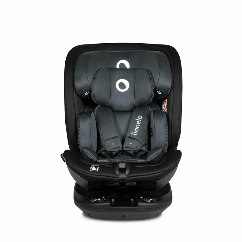 Lionelo - Scaun auto Bastiaan RWF i-Size, Pozitie de somn, Protectie laterala, Rotire 360 grade, 0-36 Kg, Cu Isofix si Centura Top Tether, Conform cu standardul european de securitate ECE R129, Gri