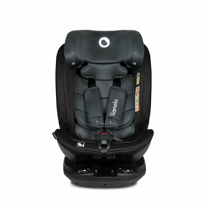 Lionelo - Scaun auto Bastiaan RWF i-Size, Pozitie de somn, Protectie laterala, Rotire 360 grade, 0-36 Kg, Cu Isofix si Centura Top Tether, Conform cu standardul european de securitate ECE R129, Gri
