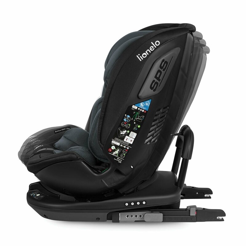 Lionelo - Scaun auto Bastiaan RWF i-Size, Pozitie de somn, Protectie laterala, Rotire 360 grade, 0-36 Kg, Cu Isofix si Centura Top Tether, Conform cu standardul european de securitate ECE R129, Gri