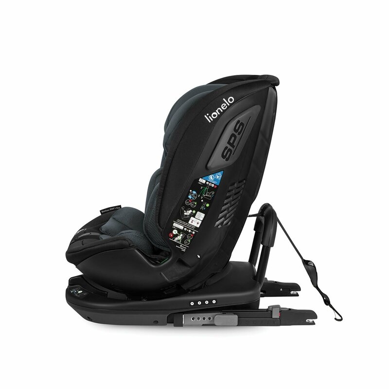 Lionelo - Scaun auto Bastiaan RWF i-Size, Pozitie de somn, Protectie laterala, Rotire 360 grade, 0-36 Kg, Cu Isofix si Centura Top Tether, Conform cu standardul european de securitate ECE R129, Gri