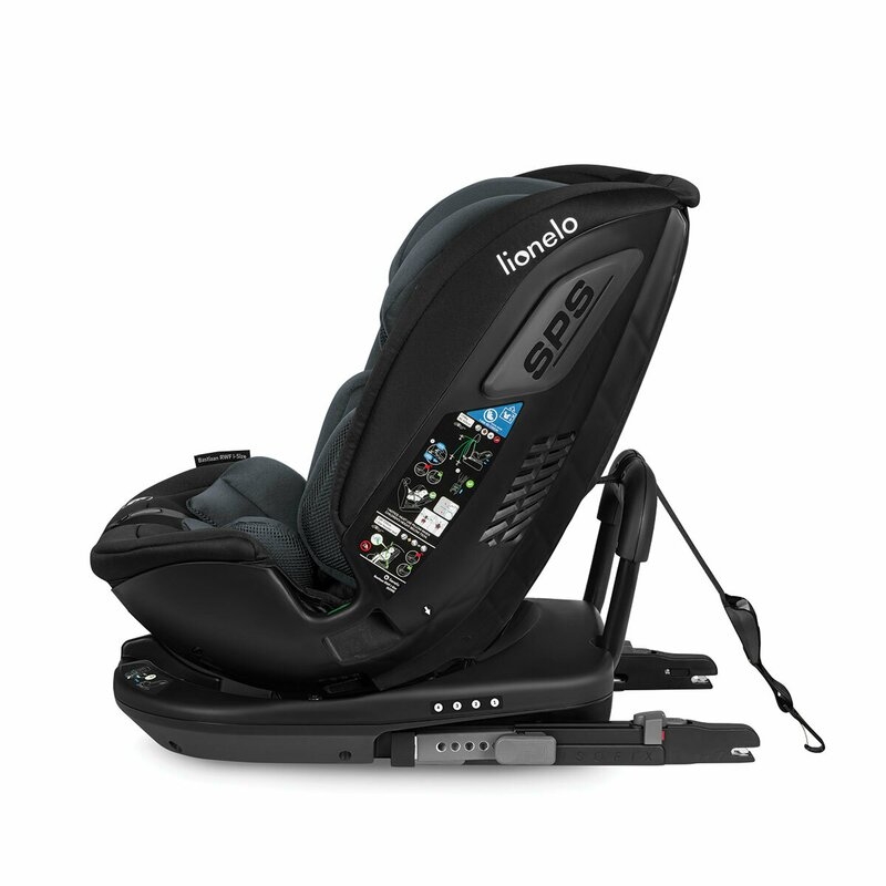 Lionelo - Scaun auto Bastiaan RWF i-Size, Pozitie de somn, Protectie laterala, Rotire 360 grade, 0-36 Kg, Cu Isofix si Centura Top Tether, Conform cu standardul european de securitate ECE R129, Gri