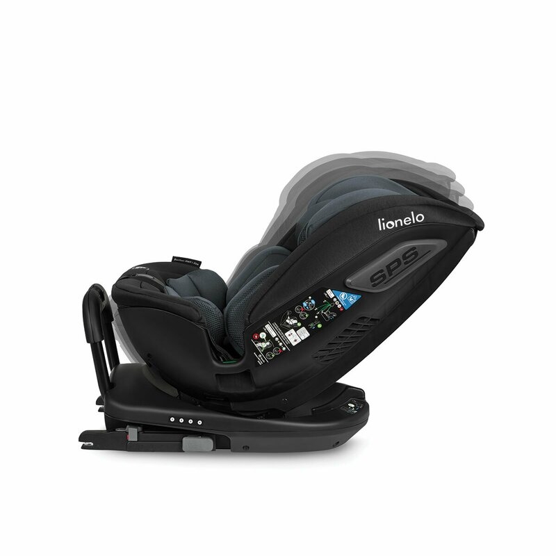 Lionelo - Scaun auto Bastiaan RWF i-Size, Pozitie de somn, Protectie laterala, Rotire 360 grade, 0-36 Kg, Cu Isofix si Centura Top Tether, Conform cu standardul european de securitate ECE R129, Gri