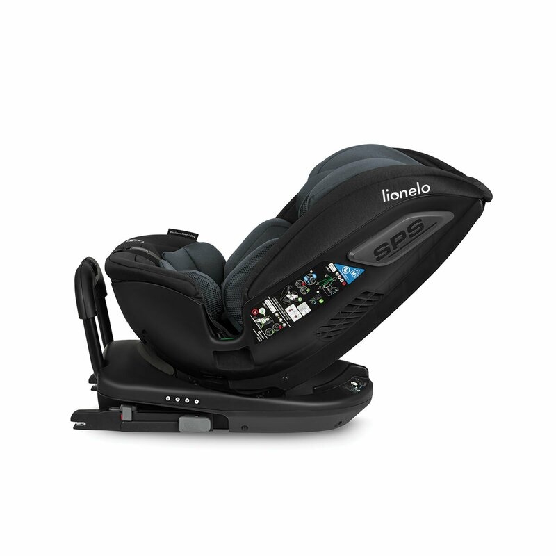 Lionelo - Scaun auto Bastiaan RWF i-Size, Pozitie de somn, Protectie laterala, Rotire 360 grade, 0-36 Kg, Cu Isofix si Centura Top Tether, Conform cu standardul european de securitate ECE R129, Gri