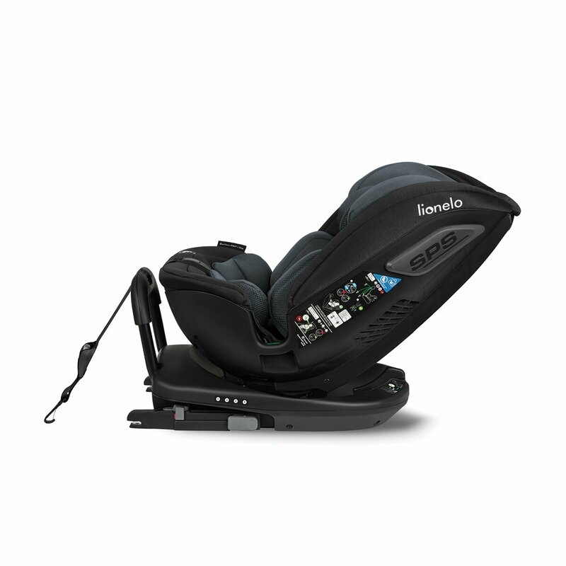 Lionelo - Scaun auto Bastiaan RWF i-Size, Pozitie de somn, Protectie laterala, Rotire 360 grade, 0-36 Kg, Cu Isofix si Centura Top Tether, Conform cu standardul european de securitate ECE R129, Gri