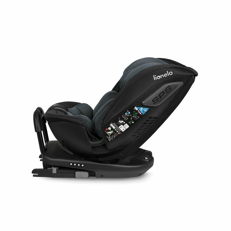 Lionelo - Scaun auto Bastiaan RWF i-Size, Pozitie de somn, Protectie laterala, Rotire 360 grade, 0-36 Kg, Cu Isofix si Centura Top Tether, Conform cu standardul european de securitate ECE R129, Gri