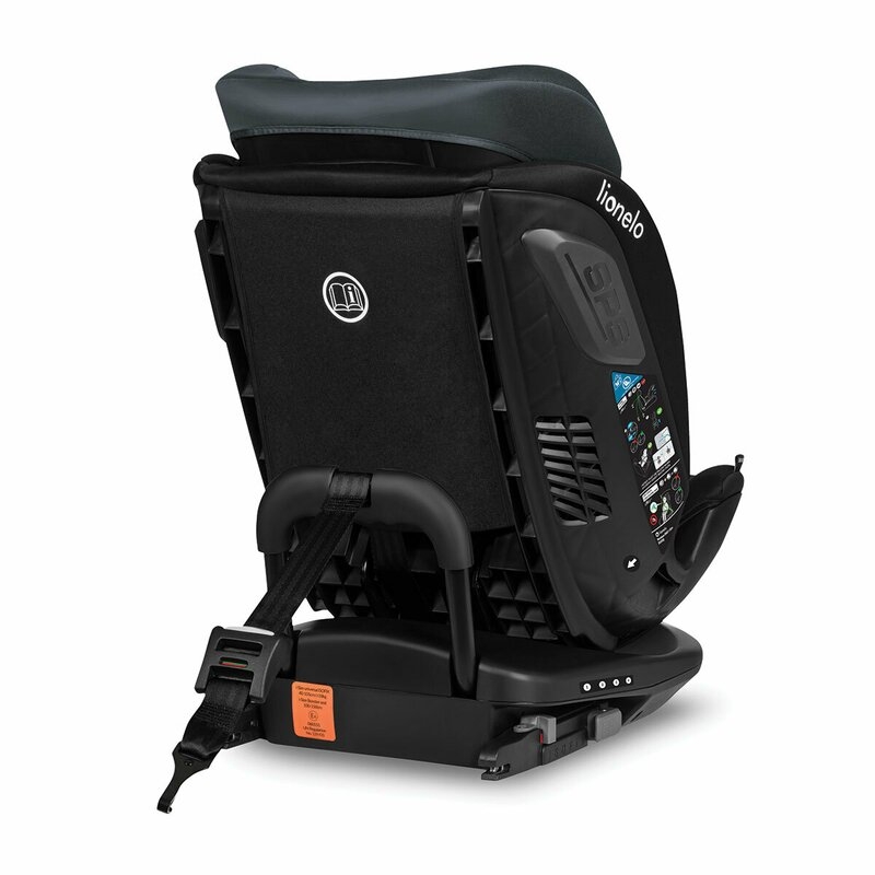 Lionelo - Scaun auto Bastiaan RWF i-Size, Pozitie de somn, Protectie laterala, Rotire 360 grade, 0-36 Kg, Cu Isofix si Centura Top Tether, Conform cu standardul european de securitate ECE R129, Gri