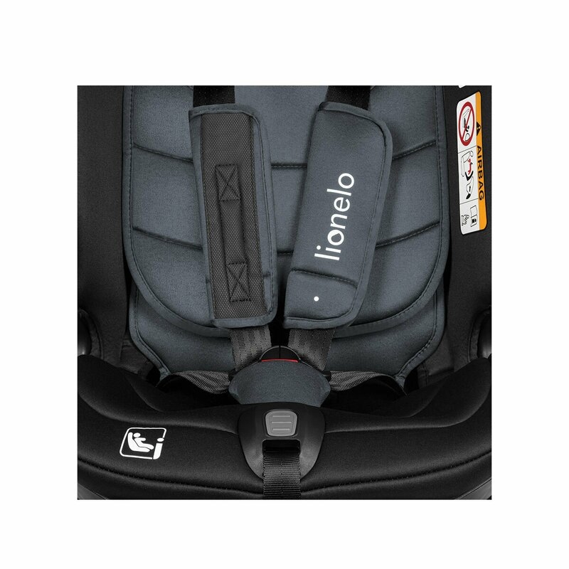 Lionelo - Scaun auto Bastiaan RWF i-Size, Pozitie de somn, Protectie laterala, Rotire 360 grade, 0-36 Kg, Cu Isofix si Centura Top Tether, Conform cu standardul european de securitate ECE R129, Gri