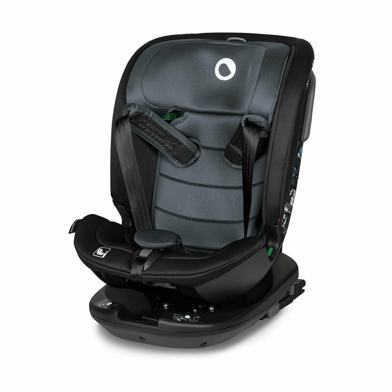 Lionelo - Scaun auto Bastiaan RWF i-Size, Pozitie de somn, Protectie laterala, Rotire 360 grade, 0-36 Kg, Cu Isofix si Centura Top Tether, Conform cu standardul european de securitate ECE R129, Gri