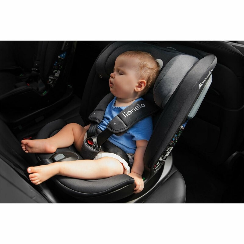 Lionelo - Scaun auto Bastiaan RWF i-Size, Pozitie de somn, Protectie laterala, Rotire 360 grade, 0-36 Kg, Cu Isofix si Centura Top Tether, Conform cu standardul european de securitate ECE R129, Gri