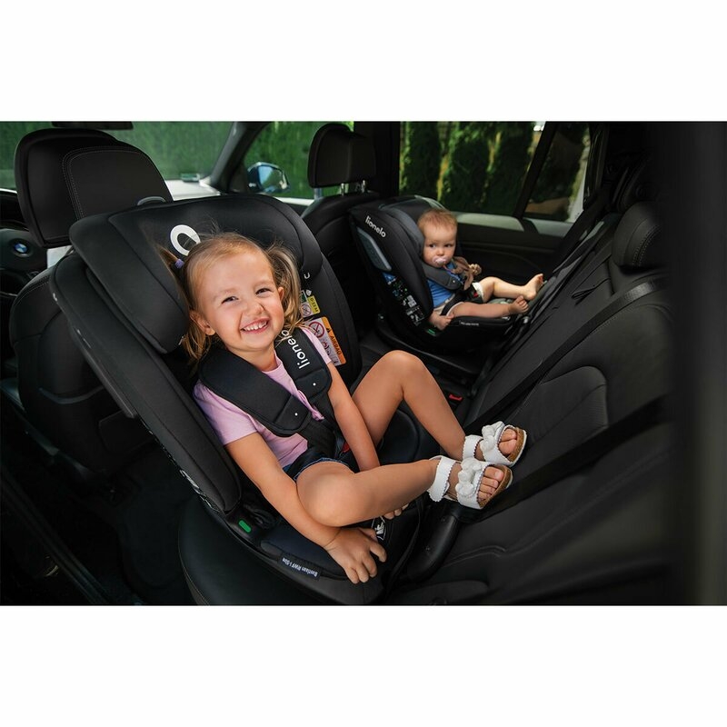 Lionelo - Scaun auto Bastiaan RWF i-Size, Pozitie de somn, Protectie laterala, Rotire 360 grade, 0-36 Kg, Cu Isofix si Centura Top Tether, Conform cu standardul european de securitate ECE R129, Gri