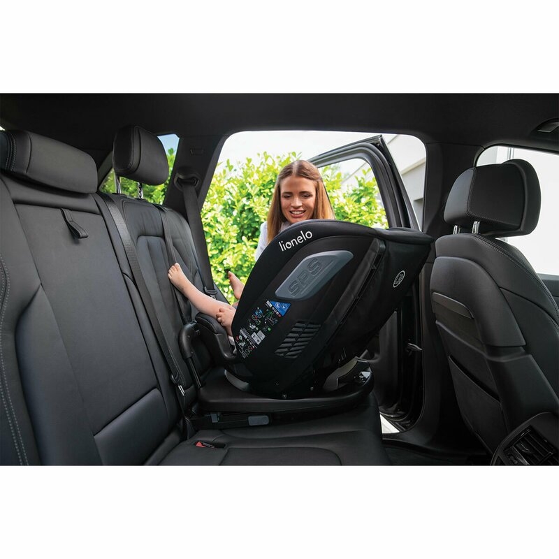 Lionelo - Scaun auto Bastiaan RWF i-Size, Pozitie de somn, Protectie laterala, Rotire 360 grade, 0-36 Kg, Cu Isofix si Centura Top Tether, Conform cu standardul european de securitate ECE R129, Gri