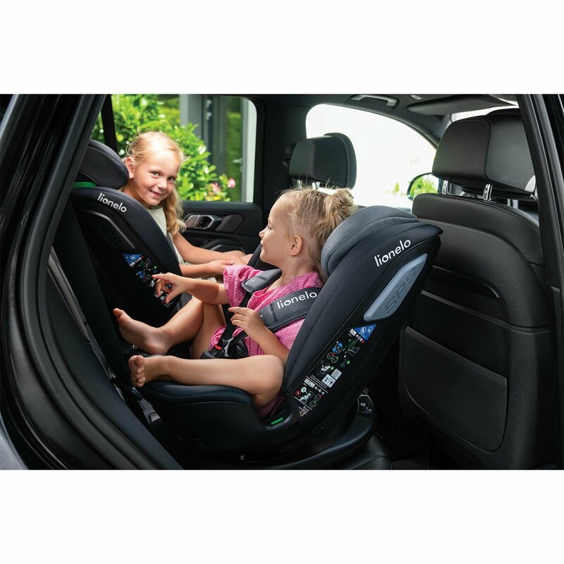 Lionelo - Scaun auto Bastiaan RWF i-Size, Pozitie de somn, Protectie laterala, Rotire 360 grade, 0-36 Kg, Cu Isofix si Centura Top Tether, Conform cu standardul european de securitate ECE R129, Gri