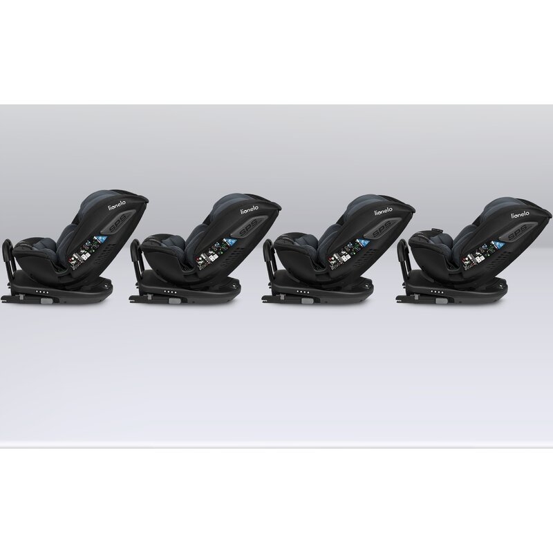 Lionelo - Scaun auto Bastiaan RWF i-Size, Pozitie de somn, Protectie laterala, Rotire 360 grade, 0-36 Kg, Cu Isofix si Centura Top Tether, Conform cu standardul european de securitate ECE R129, Gri