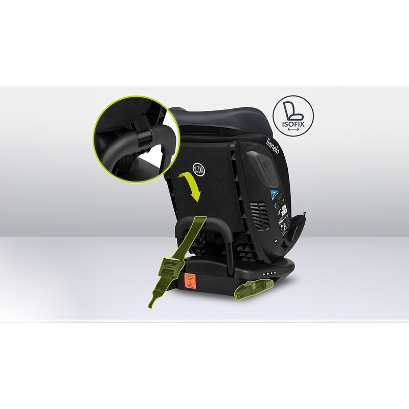 Lionelo - Scaun auto Bastiaan RWF i-Size, Pozitie de somn, Protectie laterala, Rotire 360 grade, 0-36 Kg, Cu Isofix si Centura Top Tether, Conform cu standardul european de securitate ECE R129, Gri