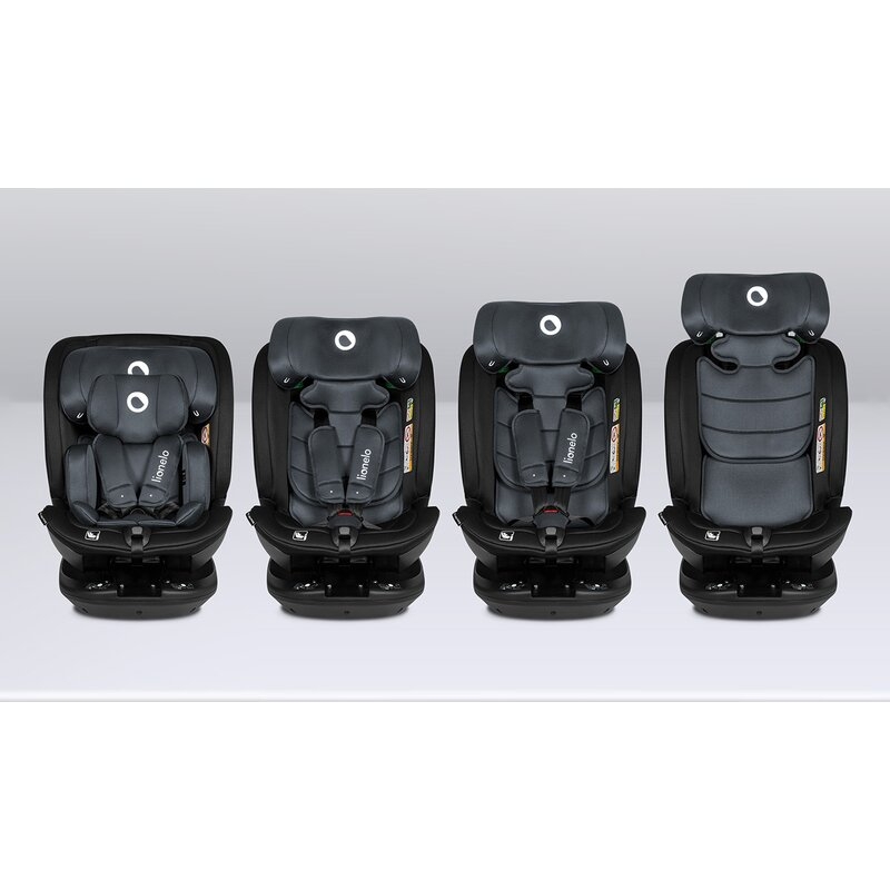Lionelo - Scaun auto Bastiaan RWF i-Size, Pozitie de somn, Protectie laterala, Rotire 360 grade, 0-36 Kg, Cu Isofix si Centura Top Tether, Conform cu standardul european de securitate ECE R129, Gri